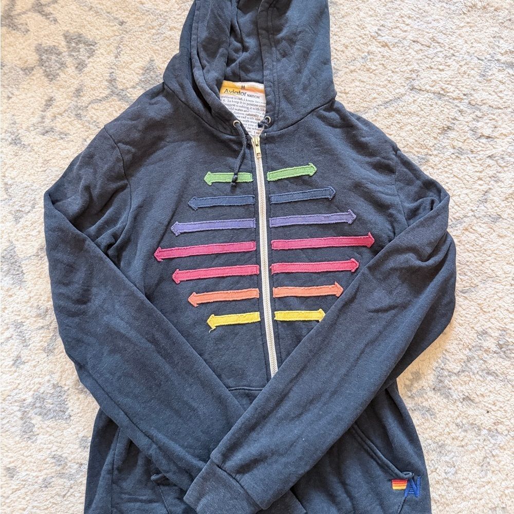 Very Rare Aviator Nation 360 Chevron Stripes Full Zip Hoodie - Picture 4 of 7